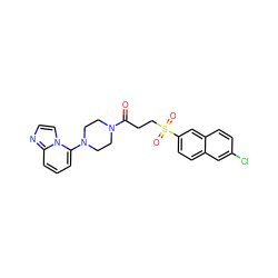 O=C(CCS(=O)(=O)c1ccc2cc(Cl)ccc2c1)N1CCN(c2cccc3nccn23)CC1 ZINC000029055801