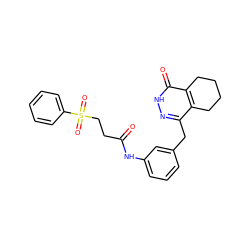 O=C(CCS(=O)(=O)c1ccccc1)Nc1cccc(Cc2n[nH]c(=O)c3c2CCCC3)c1 ZINC000142649897