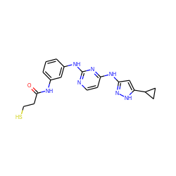 O=C(CCS)Nc1cccc(Nc2nccc(Nc3cc(C4CC4)[nH]n3)n2)c1 ZINC000473082427