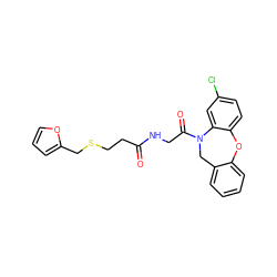 O=C(CCSCc1ccco1)NCC(=O)N1Cc2ccccc2Oc2ccc(Cl)cc21 ZINC000001535883