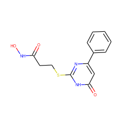 O=C(CCSc1nc(-c2ccccc2)cc(=O)[nH]1)NO ZINC000035050427