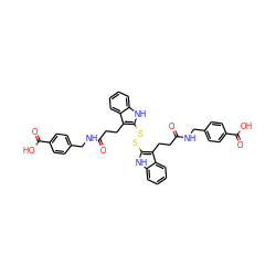 O=C(CCc1c(SSc2[nH]c3ccccc3c2CCC(=O)NCc2ccc(C(=O)O)cc2)[nH]c2ccccc12)NCc1ccc(C(=O)O)cc1 ZINC000027654096