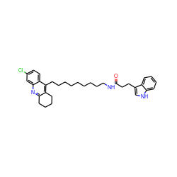 O=C(CCc1c[nH]c2ccccc12)NCCCCCCCCCc1c2c(nc3cc(Cl)ccc13)CCCC2 ZINC000028637881