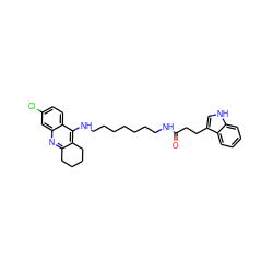 O=C(CCc1c[nH]c2ccccc12)NCCCCCCCNc1c2c(nc3cc(Cl)ccc13)CCCC2 ZINC000013675646