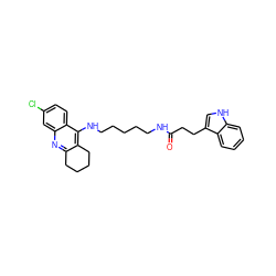 O=C(CCc1c[nH]c2ccccc12)NCCCCCNc1c2c(nc3cc(Cl)ccc13)CCCC2 ZINC000013675644