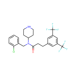 O=C(CCc1cc(C(F)(F)F)cc(C(F)(F)F)c1)N(Cc1ccccc1Cl)C1CCNCC1 ZINC000013437281