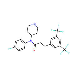 O=C(CCc1cc(C(F)(F)F)cc(C(F)(F)F)c1)N(c1ccc(F)cc1)C1CCNCC1 ZINC000013437269