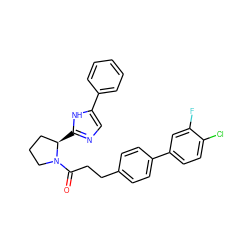 O=C(CCc1ccc(-c2ccc(Cl)c(F)c2)cc1)N1CCC[C@H]1c1ncc(-c2ccccc2)[nH]1 ZINC000064548946