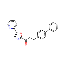 O=C(CCc1ccc(-c2ccccc2)cc1)c1ncc(-c2ccccn2)o1 ZINC000014979949