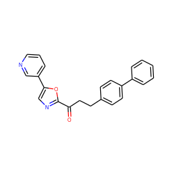 O=C(CCc1ccc(-c2ccccc2)cc1)c1ncc(-c2cccnc2)o1 ZINC000029136240