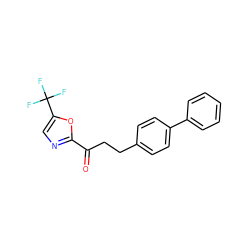 O=C(CCc1ccc(-c2ccccc2)cc1)c1ncc(C(F)(F)F)o1 ZINC000029135893