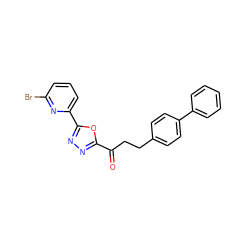 O=C(CCc1ccc(-c2ccccc2)cc1)c1nnc(-c2cccc(Br)n2)o1 ZINC000040892480