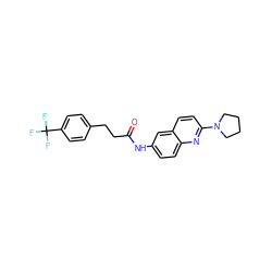 O=C(CCc1ccc(C(F)(F)F)cc1)Nc1ccc2nc(N3CCCC3)ccc2c1 ZINC000034323602