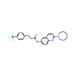 O=C(CCc1ccc(C(F)(F)F)cc1)Nc1ccc2nc(N3CCCCCC3)ccc2c1 ZINC000038145030