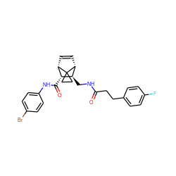 O=C(CCc1ccc(F)cc1)NC[C@H]1[C@H](C(=O)Nc2ccc(Br)cc2)[C@@H]2C=C[C@H]1C21CC1 ZINC000168401567