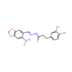 O=C(CCc1ccc(O)c(O)c1)N/N=C/c1cc2c(cc1[N+](=O)[O-])OCO2 ZINC000015934493