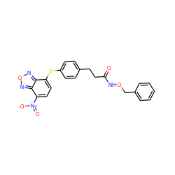 O=C(CCc1ccc(Sc2ccc([N+](=O)[O-])c3nonc23)cc1)NOCc1ccccc1 ZINC000299829528