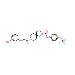 O=C(CCc1cccc(O)c1)N1CCC2(CC1)CCN(C(=O)Nc1ccc(OC(F)(F)F)cc1)C2 ZINC000096285161