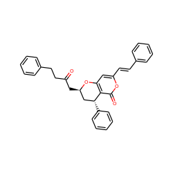 O=C(CCc1ccccc1)C[C@@H]1C[C@@H](c2ccccc2)c2c(cc(/C=C/c3ccccc3)oc2=O)O1 ZINC000040933407