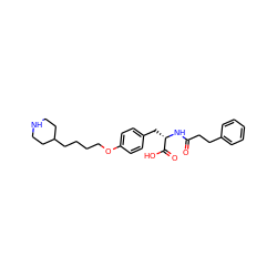 O=C(CCc1ccccc1)N[C@@H](Cc1ccc(OCCCCC2CCNCC2)cc1)C(=O)O ZINC000013738124