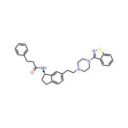 O=C(CCc1ccccc1)N[C@@H]1CCc2ccc(CCN3CCN(c4nsc5ccccc45)CC3)cc21 ZINC000029038665