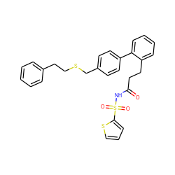 O=C(CCc1ccccc1-c1ccc(CSCCc2ccccc2)cc1)NS(=O)(=O)c1cccs1 ZINC000013818264