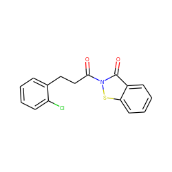 O=C(CCc1ccccc1Cl)n1sc2ccccc2c1=O ZINC000299828689