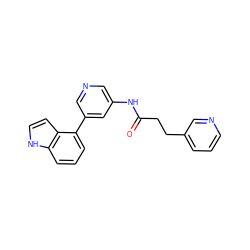 O=C(CCc1cccnc1)Nc1cncc(-c2cccc3[nH]ccc23)c1 ZINC000299851358