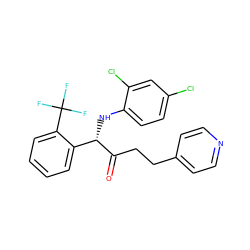 O=C(CCc1ccncc1)[C@@H](Nc1ccc(Cl)cc1Cl)c1ccccc1C(F)(F)F ZINC000052595144