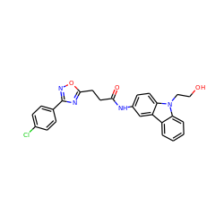 O=C(CCc1nc(-c2ccc(Cl)cc2)no1)Nc1ccc2c(c1)c1ccccc1n2CCO ZINC000103252261