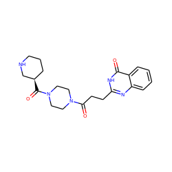 O=C(CCc1nc2ccccc2c(=O)[nH]1)N1CCN(C(=O)[C@@H]2CCCNC2)CC1 ZINC000103229421