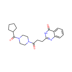 O=C(CCc1nc2ccccc2c(=O)[nH]1)N1CCN(C(=O)C2CCCC2)CC1 ZINC000031192719