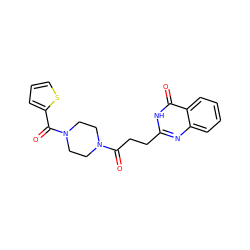 O=C(CCc1nc2ccccc2c(=O)[nH]1)N1CCN(C(=O)c2cccs2)CC1 ZINC000057577095