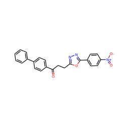 O=C(CCc1nnc(-c2ccc([N+](=O)[O-])cc2)o1)c1ccc(-c2ccccc2)cc1 ZINC000043074650