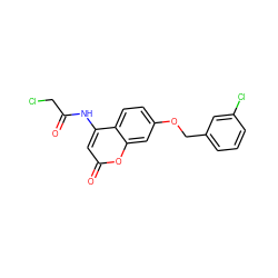 O=C(CCl)Nc1cc(=O)oc2cc(OCc3cccc(Cl)c3)ccc12 ZINC000299820693