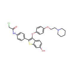 O=C(CCl)Nc1ccc(-c2sc3cc(O)ccc3c2Oc2ccc(OCCN3CCCCC3)cc2)cc1 ZINC000014970934