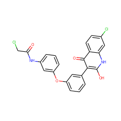 O=C(CCl)Nc1cccc(Oc2cccc(-c3c(O)[nH]c4cc(Cl)ccc4c3=O)c2)c1 ZINC000013801578