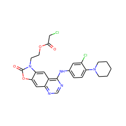 O=C(CCl)OCCn1c(=O)oc2cc3ncnc(Nc4ccc(N5CCCCC5)c(Cl)c4)c3cc21 ZINC001772634283