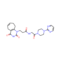 O=C(CCn1c2c(c(=O)[nH]c1=O)CC=CCC2)NCC(=O)N1CCN(c2ncccn2)CC1 ZINC000013860445