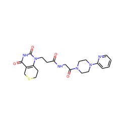 O=C(CCn1c2c(c(=O)[nH]c1=O)CSCC2)NCC(=O)N1CCN(c2ccccn2)CC1 ZINC000013860427