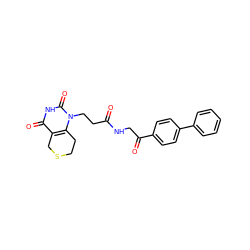 O=C(CCn1c2c(c(=O)[nH]c1=O)CSCC2)NCC(=O)c1ccc(-c2ccccc2)cc1 ZINC000013860414