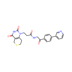 O=C(CCn1c2c(c(=O)[nH]c1=O)CSCC2)NCC(=O)c1ccc(-c2cccnc2)cc1 ZINC000013860419