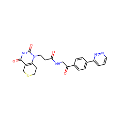 O=C(CCn1c2c(c(=O)[nH]c1=O)CSCC2)NCC(=O)c1ccc(-c2cccnn2)cc1 ZINC000013860421