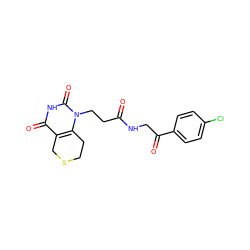 O=C(CCn1c2c(c(=O)[nH]c1=O)CSCC2)NCC(=O)c1ccc(Cl)cc1 ZINC000013860406