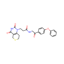 O=C(CCn1c2c(c(=O)[nH]c1=O)CSCC2)NCC(=O)c1ccc(Oc2ccccc2)cc1 ZINC000013860416