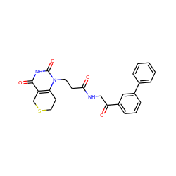 O=C(CCn1c2c(c(=O)[nH]c1=O)CSCC2)NCC(=O)c1cccc(-c2ccccc2)c1 ZINC000013860415