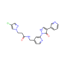 O=C(CCn1cc(Cl)cn1)NCc1ccnc(-n2[nH]cc(-c3cccnc3)c2=O)c1 ZINC000043151636