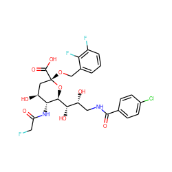 O=C(CF)N[C@@H]1[C@@H](O)C[C@](OCc2cccc(F)c2F)(C(=O)O)O[C@H]1[C@@H](O)[C@H](O)CNC(=O)c1ccc(Cl)cc1 ZINC000049756090