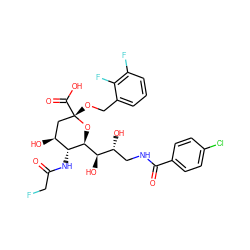 O=C(CF)N[C@@H]1[C@@H](O)C[C@](OCc2cccc(F)c2F)(C(=O)O)O[C@H]1[C@H](O)[C@H](O)CNC(=O)c1ccc(Cl)cc1 ZINC000064380881