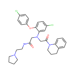 O=C(CN(CC(=O)N1CCCc2ccccc21)c1cc(Cl)ccc1Oc1ccc(Cl)cc1)NCCN1CCCC1 ZINC000205712194